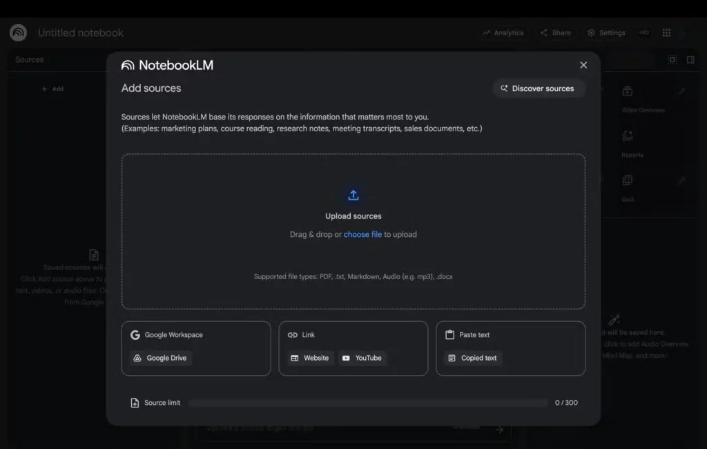 NotebookLM قابلیت Deep Research - Microsoft Word (.docx): تحلیل یادداشت‌ها، پیش‌نویس‌ها و اسناد متنی