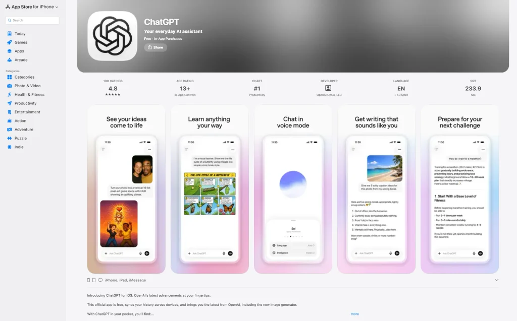 دانلود اپ چت جی پی تی ChatGPT (اپ استور - آیفون)